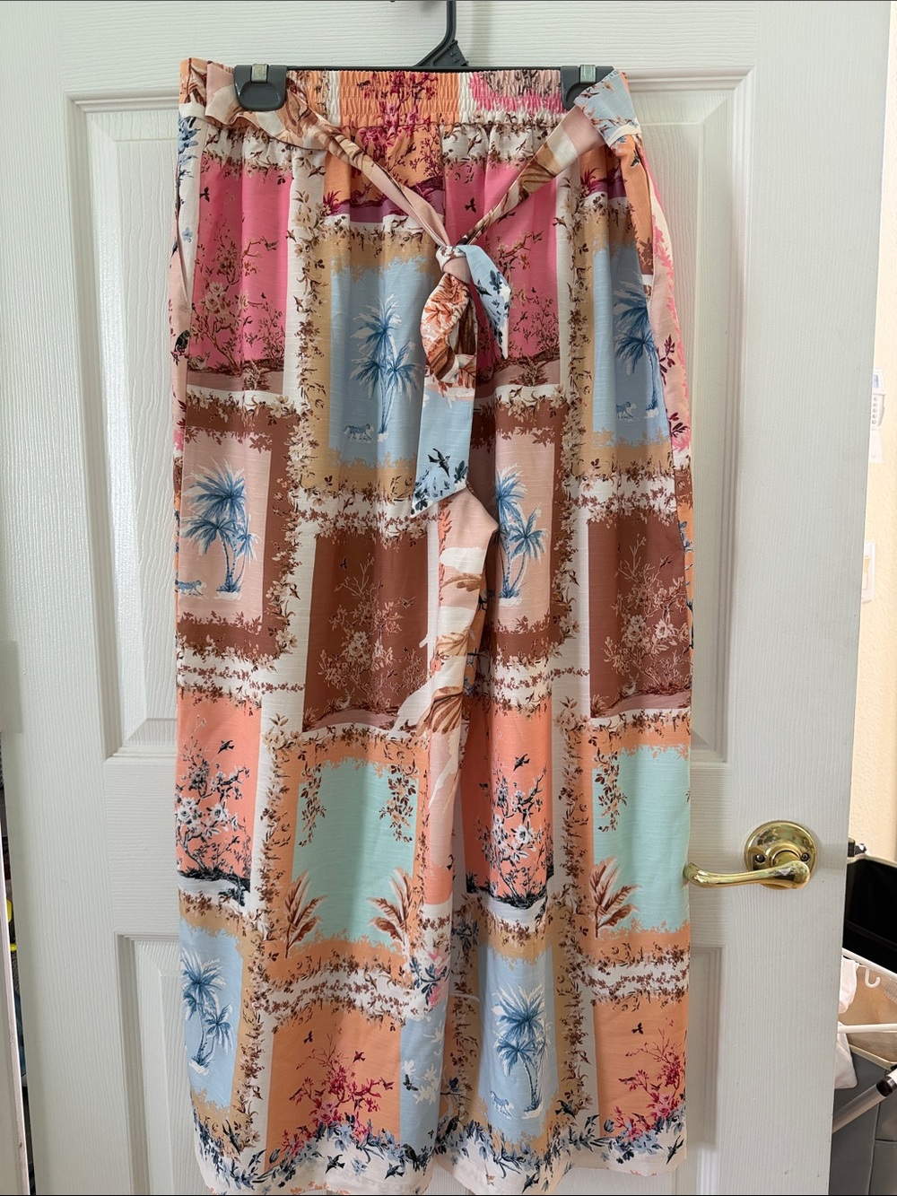 Tropical Patchwork Maxi Swim Sarong Wrap - Pink Multi